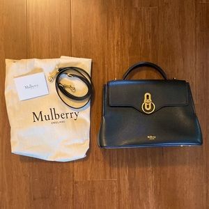 Mulberry Small Seaton in Black Classic Grain